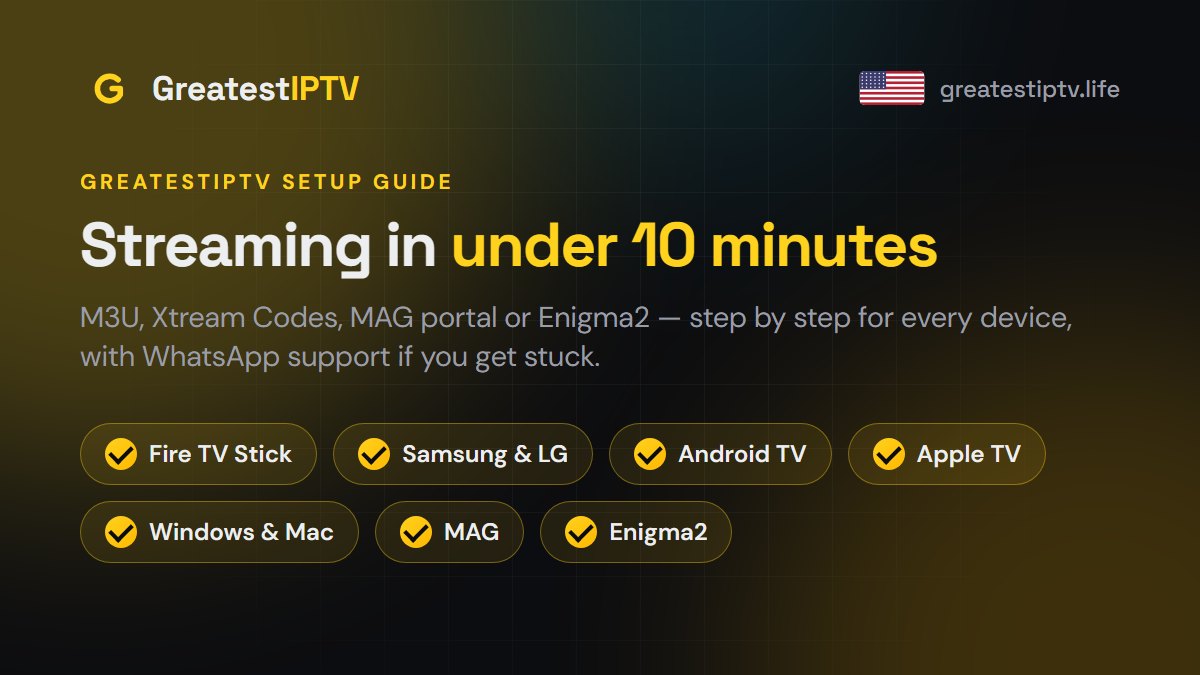 GreatestIPTV installation guide for Firestick, Smart TV, Android TV, Apple TV, MAG and PC