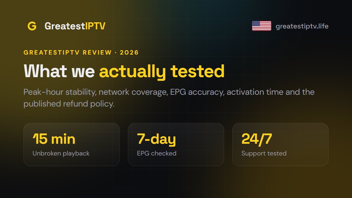 GreatestIPTV review 2026: buffering, channels, activation time and refunds tested